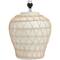 White Ceramic Woven Rattan Table Lamp with Linen Shade